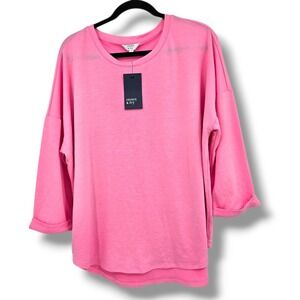 NEW‎ Crown & Ivy Pink Lounge Top Round Hem 3/4 Sleeve Tee Shirt XL